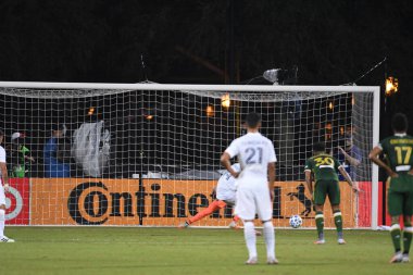 Los Angeles Galaksisi, 14 Temmuz 2020 'de Orlando Florida ABD' deki ESPN Vahşi Spor Dünyası 'nda düzenlenen MLS Sırt Turnuvası sırasında Portland Timbers ile karşı karşıya geldi.