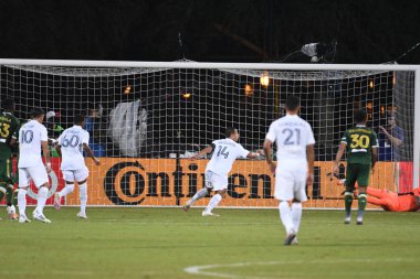 Los Angeles Galaksisi, 14 Temmuz 2020 'de Orlando Florida ABD' deki ESPN Vahşi Spor Dünyası 'nda düzenlenen MLS Sırt Turnuvası sırasında Portland Timbers ile karşı karşıya geldi.