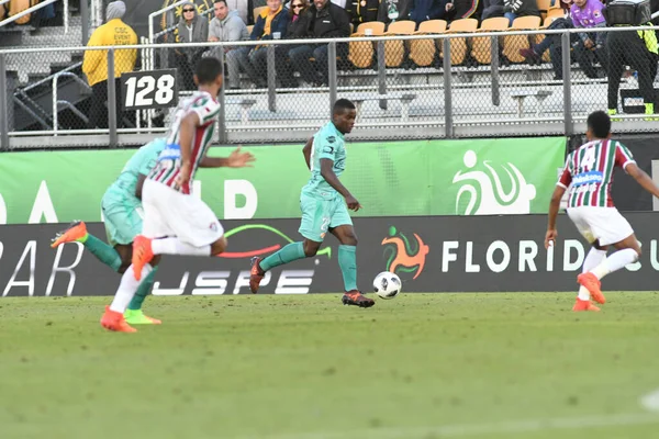 Fluminense Gegen Barcelona Während Des Florida Cup Spectrum Stadium Januar — Stockfoto