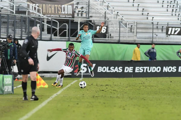 Fluminense Gegen Barcelona Während Des Florida Cup Spectrum Stadium Januar — Stockfoto