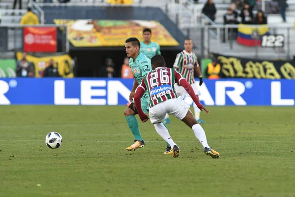 Fluminense Gegen Barcelona Während Des Florida Cup Spectrum Stadium Januar — Stockfoto