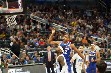 Orlando Magic 27 Aralık 2019 Cuma günü Orlando, Florida 'daki Amway Arena' da Philadelphia 76ers 'a ev sahipliği yapıyor..