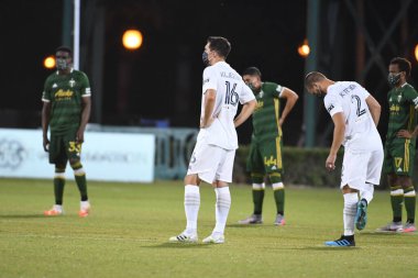 Los Angeles Galaksisi, 14 Temmuz 2020 'de Orlando Florida ABD' deki ESPN Vahşi Spor Dünyası 'nda düzenlenen MLS Sırt Turnuvası sırasında Portland Timbers ile karşı karşıya geldi. 