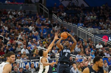 Orlando Magic, Orlando, Florida, ABD 'deki Amway Center' da Milwaukee Bucks 'a ev sahipliği yapıyor. 1 Kasım 2019.  