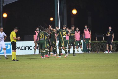 Los Angeles Galaksisi, 14 Temmuz 2020 'de Orlando Florida ABD' deki ESPN Vahşi Spor Dünyası 'nda düzenlenen MLS Sırt Turnuvası sırasında Portland Timbers ile karşı karşıya geldi.