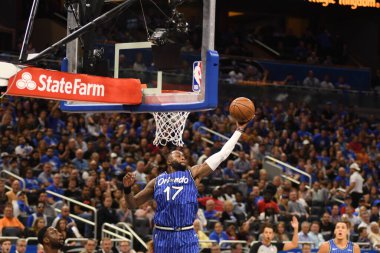 Orlando Magic 17 Ekim 2018 'de Orlando Florida' daki Amway Center 'da Miami Heat' i sunar..