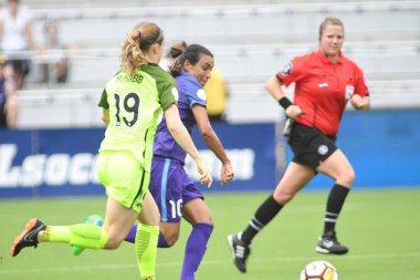 Orlando Pride 21 Temmuz 2018 'de Orlando Florida' daki Exploria Stadyumu 'nda Seattle Reign FC' ye ev sahipliği yapmaktadır. Fotoğraf: Marty Jean-Louis