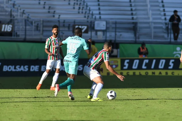 Fluminense Gegen Barcelona Während Des Florida Cup Spectrum Stadium Januar — Stockfoto