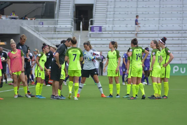Orlando Pride 21 Temmuz 2018 'de Orlando Florida' daki Exploria Stadyumu 'nda Seattle Reign FC' ye ev sahipliği yapmaktadır. Fotoğraf: Marty Jean-Louis