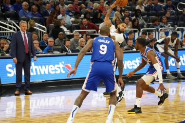 Orlando Magic, Philadelphia 76ers 'ı 13 Kasım 2019 Çarşamba günü Amway Center' da ağırlamaktadır. Fotoğraf: Marty Jean-Louis