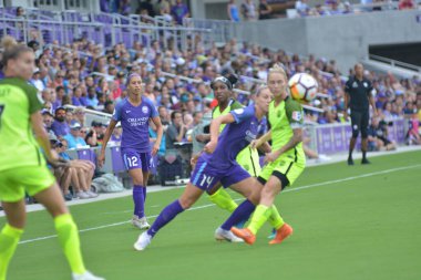 Orlando Pride 21 Temmuz 2018 'de Orlando Florida' daki Exploria Stadyumu 'nda Seattle Reign FC' ye ev sahipliği yapmaktadır. Fotoğraf: Marty Jean-Louis