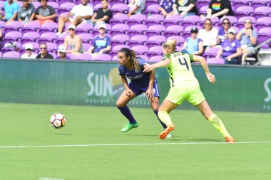 Orlando Pride 21 Temmuz 2018 'de Orlando Florida' daki Exploria Stadyumu 'nda Seattle Reign FC' ye ev sahipliği yapmaktadır. Fotoğraf: Marty Jean-Louis