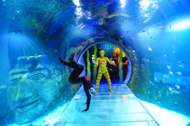 30 Ağustos 2016 'da Orlando Florida' daki güzel Orlando Eye 'daki Cirque du Soleil gösterisi.