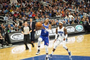 Orlando Magic 27 Aralık 2019 Cuma günü Orlando, Florida 'daki Amway Arena' da Philadelphia 76ers 'a ev sahipliği yapıyor..