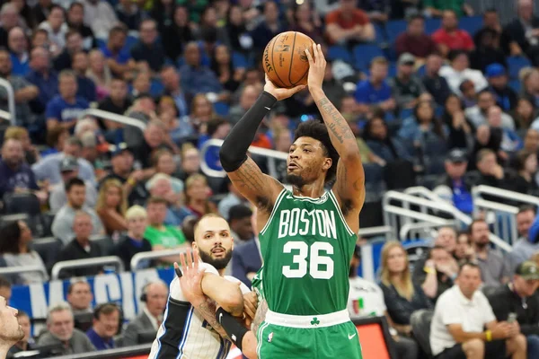 Boston Celtics Player Marcus Smart Shoots Three Point Amway Center — Stock Photo, Image