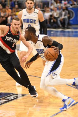 Orlando Magic 25 Ekim 2018 'de Orlando Florida' daki Amway Center 'da Portland Trail Blazers' ı sunar.. 