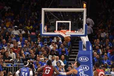 Orlando Magic 17 Ekim 2018 'de Orlando Florida' daki Amway Center 'da Miami Heat' i sunar..  