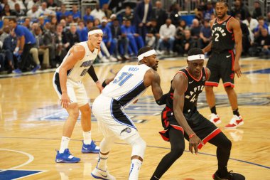 Orlando Magic 19 Nisan 2019 Cuma günü Orlando Florida 'daki Amway Arena' daki NBA Playoff 1 'de Toronto Rapçileri' ne ev sahipliği yapıyor.