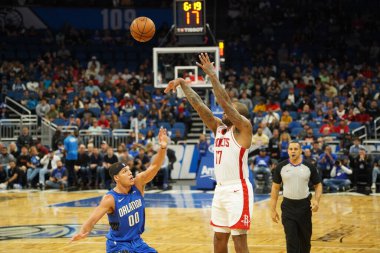Orlando Magic, 13 Aralık 2019 Cuma günü Orlando, Florida 'daki Amway Center' da Houston Rockets 'a ev sahipliği yapıyor..