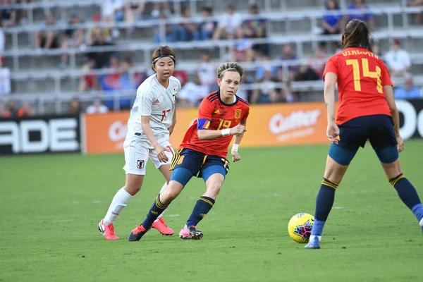 España Japón Durante Copa Shebelieves 2020 Estadio Exploria Orlando Florida — Foto de Stock