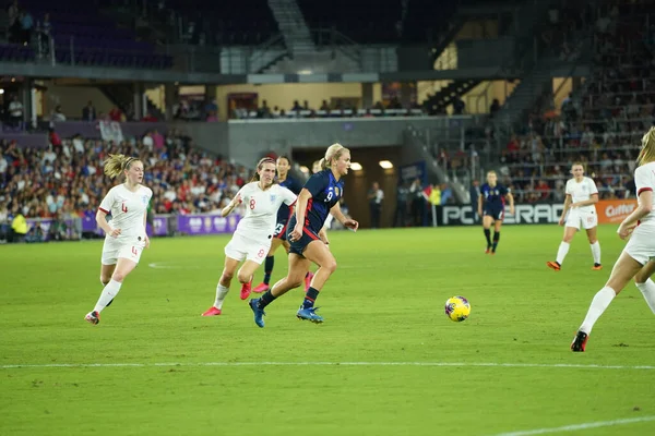 Eua Inglaterra Jogo Durante Copa Shebelieves 2020 Estádio Exploria Orlando — Fotografia de Stock