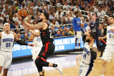 Orlando Magic 19 Nisan 2019 Cuma günü Orlando Florida 'daki Amway Arena' daki NBA Playoff 1 'de Toronto Rapçileri' ne ev sahipliği yapıyor.