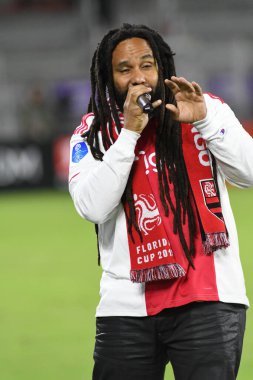 Bob Marley 'nin Oğlu Ky-Mani Marley, 10 Ocak 2019 Perşembe günü Orlando City Stadyumu' nda Florida Kupası sırasında sahne alıyor. Fotoğraf: Marty Jean-Louis, 2019. Fotoğraf Kredisi:  