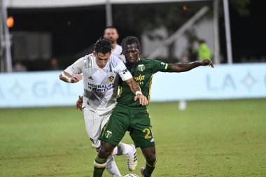 Portland Timbers Chara, Diego # 21 MLS 'de 14 Temmuz 2020 tarihinde Orlando Florida' da düzenlenen ESPN Vahşi Spor Dünyası Turnuvası 'nda topu elinde tutmak için mücadele ediyor..  