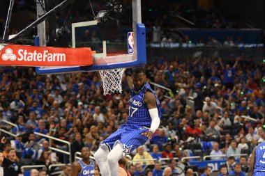 Orlando Magic 17 Ekim 2018 'de Orlando Florida' daki Amway Center 'da Miami Heat' i sunar..