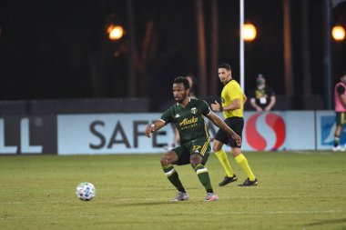 Los Angeles Galaksisi, 14 Temmuz 2020 'de Orlando Florida ABD' deki ESPN Vahşi Spor Dünyası 'nda düzenlenen MLS Sırt Turnuvası sırasında Portland Timbers ile karşı karşıya geldi.