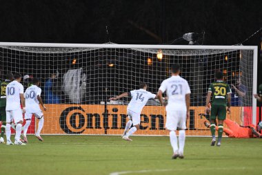 Los Angeles Galaksisi, 14 Temmuz 2020 'de Orlando Florida ABD' deki ESPN Vahşi Spor Dünyası 'nda düzenlenen MLS Sırt Turnuvası sırasında Portland Timbers ile karşı karşıya geldi.
