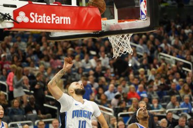 Orlando Magic 27 Aralık 2019 Cuma günü Orlando, Florida 'daki Amway Arena' da Philadelphia 76ers 'a ev sahipliği yapıyor..