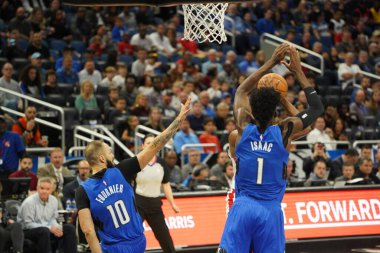 Orlando Magic, 13 Aralık 2019 Cuma günü Orlando, Florida 'daki Amway Center' da Houston Rockets 'a ev sahipliği yapıyor..