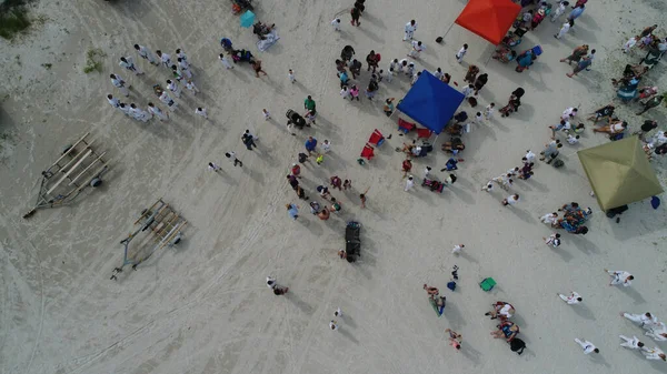 Top View People Sand Beach — Stock Photo, Image