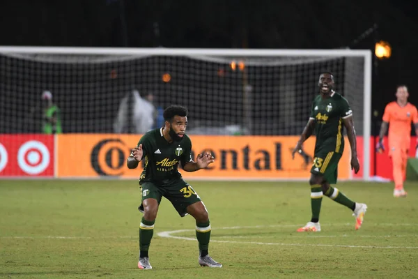 Los Angeles Galaksisi, 14 Temmuz 2020 'de Orlando Florida ABD' deki ESPN Vahşi Spor Dünyası 'nda düzenlenen MLS Sırt Turnuvası sırasında Portland Timbers ile karşı karşıya geldi.