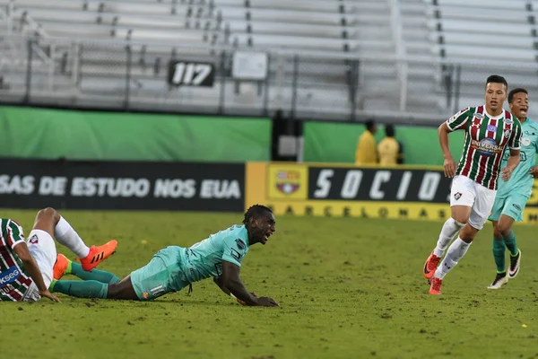 Fluminense Gegen Barcelona Während Des Florida Cup Spectrum Stadium Januar — Stockfoto