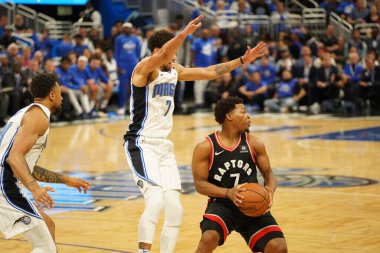 Orlando Magic 21 Nisan 2019 tarihinde Orlando Florida 'daki Amway Arena' da düzenlenen NBA Playoff 1 'de Toronto Rapçileri' ne ev sahipliği yapıyor..