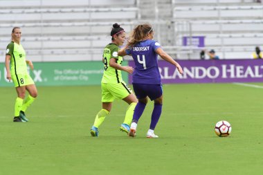 Orlando Pride 21 Temmuz 2018 'de Orlando Florida' daki Exploria Stadyumu 'nda Seattle Reign FC' ye ev sahipliği yapmaktadır. Fotoğraf: Marty Jean-Louis