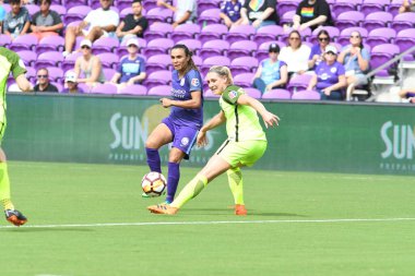 Orlando Pride 21 Temmuz 2018 'de Orlando Florida' daki Exploria Stadyumu 'nda Seattle Reign FC' ye ev sahipliği yapmaktadır. Fotoğraf: Marty Jean-Louis