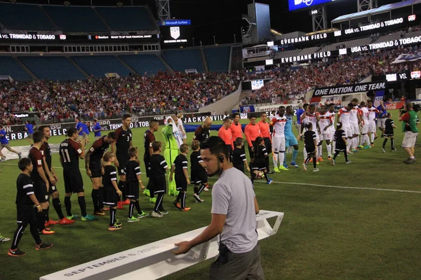 Fußballteam Gastgeber Trinidad Tobago Auf Dem Everbank Field Jacksonville Florida — Stockfoto