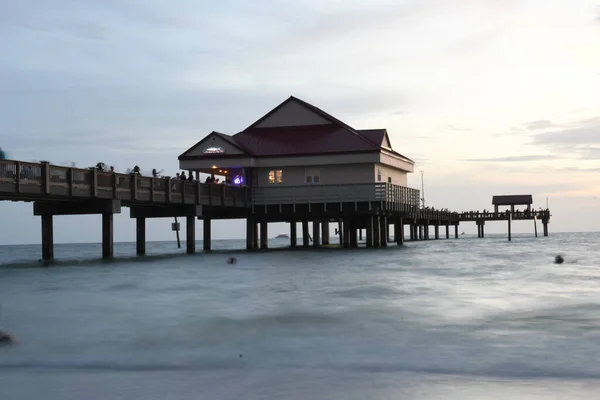 Beautiful View Sand Beach Cafe Pier — Stock Photo, Image