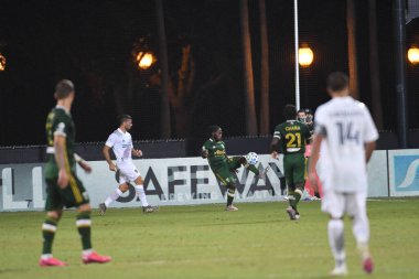 Los Angeles Galaksisi, 14 Temmuz 2020 'de Orlando Florida ABD' deki ESPN Vahşi Spor Dünyası 'nda düzenlenen MLS Sırt Turnuvası sırasında Portland Timbers ile karşı karşıya geldi..