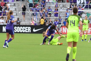 Orlando Pride 21 Temmuz 2018 'de Orlando Florida' daki Exploria Stadyumu 'nda Seattle Reign FC' ye ev sahipliği yapmaktadır. Fotoğraf: Marty Jean-Louis