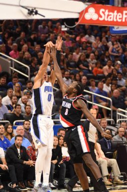 Orlando Magic 25 Ekim 2018 'de Orlando Florida' daki Amway Center 'da Portland Trail Blazers' ı sunar.. 
