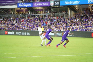 Orlando City SC, 19 Haziran 2019 Çarşamba günü Orlando 'daki Exploria Stadyumu' nda düzenlenen ABD Açık Kupası sırasında New England Devrimi 'ne ev sahipliği yaptı.