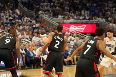 Orlando Magic 19 Nisan 2019 Cuma günü Orlando Florida 'daki Amway Arena' daki NBA Playoff 1 'de Toronto Rapçileri' ne ev sahipliği yapıyor.