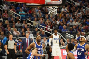 Orlando Magic, Philadelphia 76ers 'ı 13 Kasım 2019 Çarşamba günü Amway Center' da ağırlamaktadır. Fotoğraf: Marty Jean-Louis