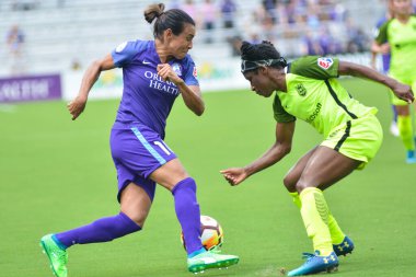 Orlando Pride 21 Temmuz 2018 'de Orlando Florida' daki Exploria Stadyumu 'nda Seattle Reign FC' ye ev sahipliği yapmaktadır. Fotoğraf: Marty Jean-Louis