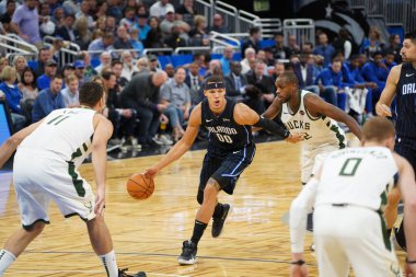 Orlando Magic, Orlando, Florida, ABD 'deki Amway Center' da Milwaukee Bucks 'a ev sahipliği yapıyor. 1 Kasım 2019.  