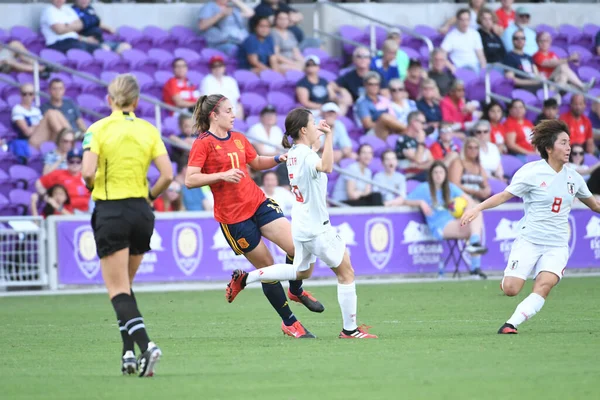 Espanha Japão Match Durante Copa Shebelieves 2020 Estádio Exploria Orlando — Fotografia de Stock